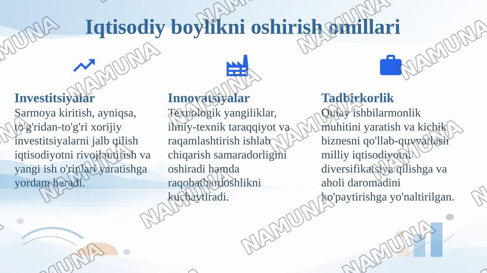 Milliy boylik uning tarkibi va ko’paytirish omillari — 7-slayd