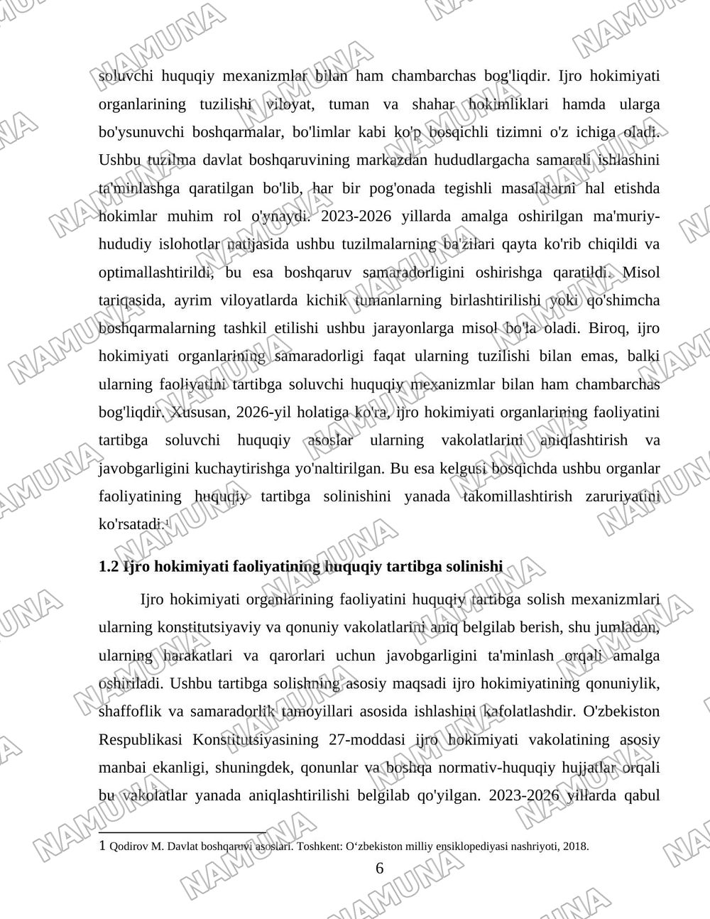 Ijro hokimyatining hufudiy o’rginlar tizimi — 6-varaq