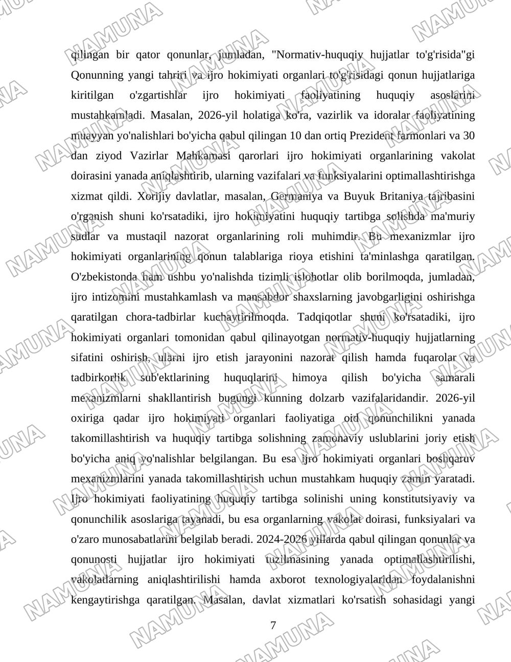 Ijro hokimyatining hufudiy o’rginlar tizimi — 7-varaq