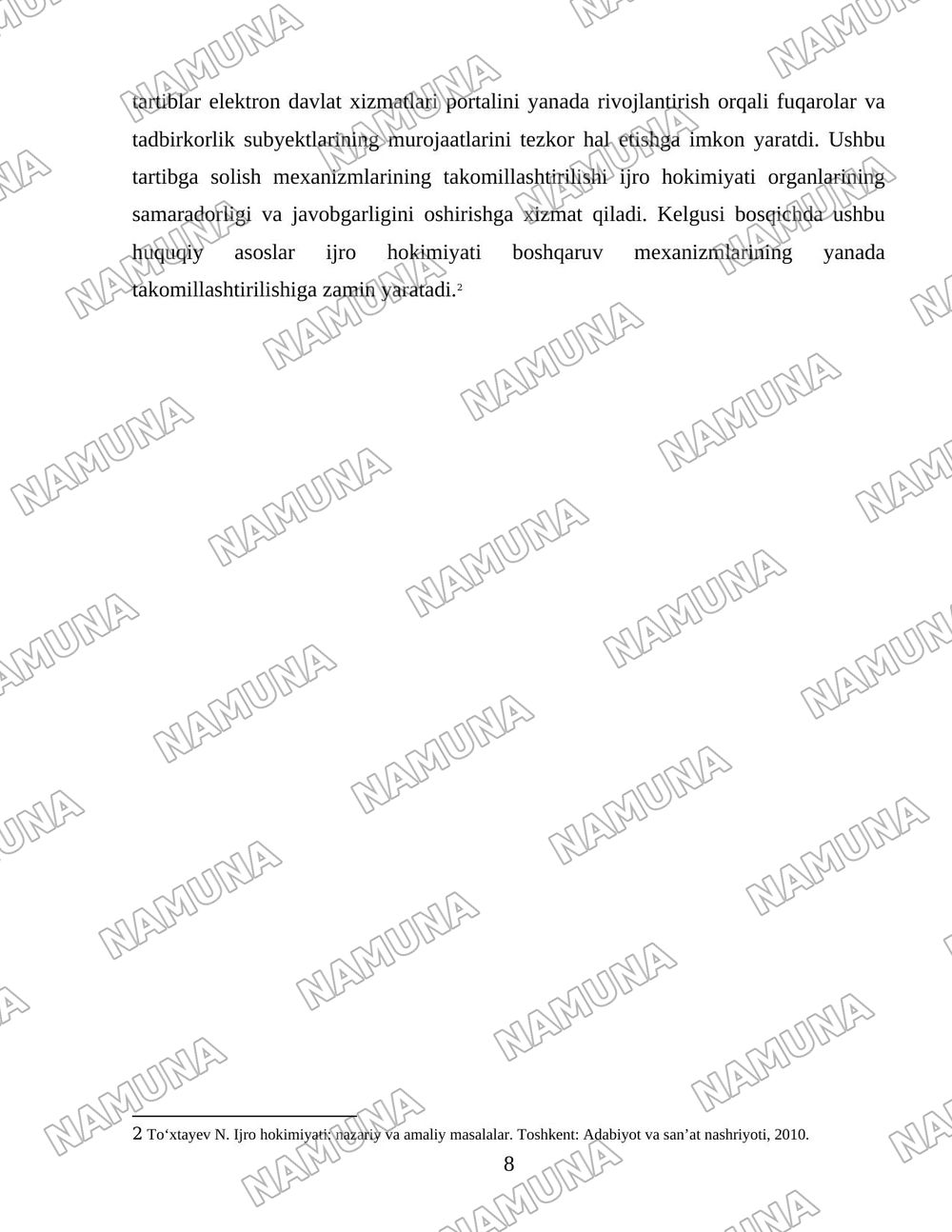 Ijro hokimyatining hufudiy o’rginlar tizimi — 8-varaq
