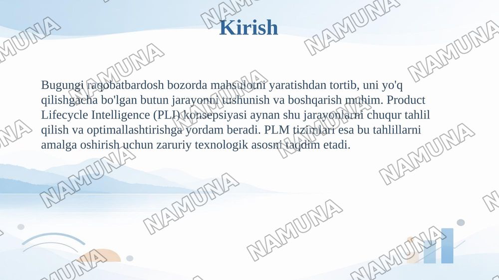 Product Lifecycle Intelligence konsepsiyasi vauning PLM tizimlaridagi ahamiyati — 3-slayd