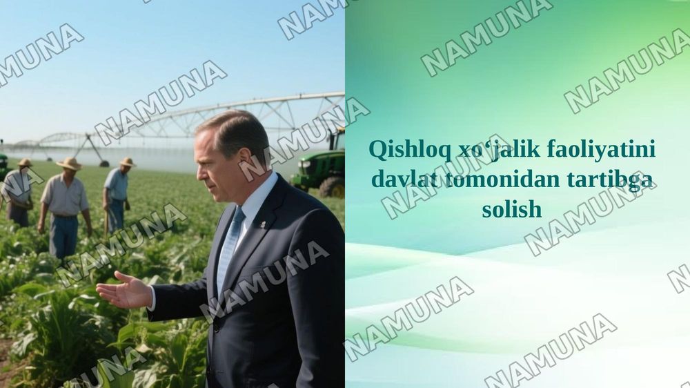 Qishloq xoʻjalik faoliyatini davlat tomonidan tartibga solish — 1-slayd
