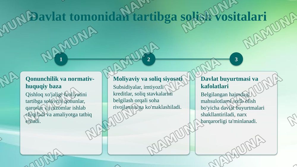 Qishloq xoʻjalik faoliyatini davlat tomonidan tartibga solish — 5-slayd