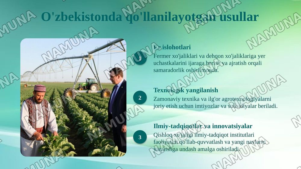 Qishloq xoʻjalik faoliyatini davlat tomonidan tartibga solish — 6-slayd