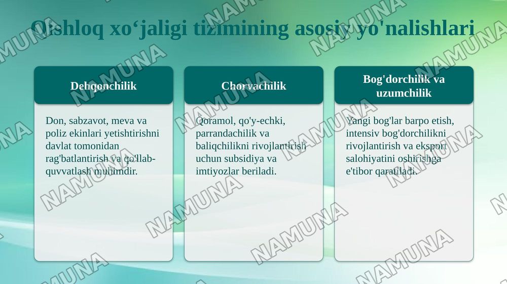 Qishloq xoʻjalik faoliyatini davlat tomonidan tartibga solish — 8-slayd