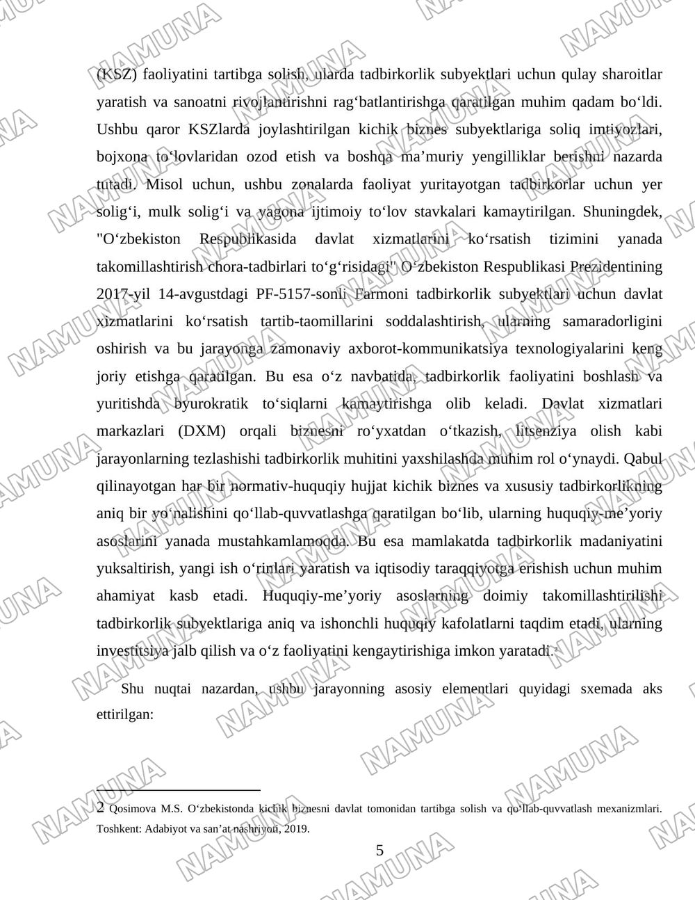 Kichik biznes va xususiy tadbirkorlikning rivojlanishini davlat tomonidan qo‘llab-quvvatlash siyosatining yo‘nalishlari. — 5-varaq