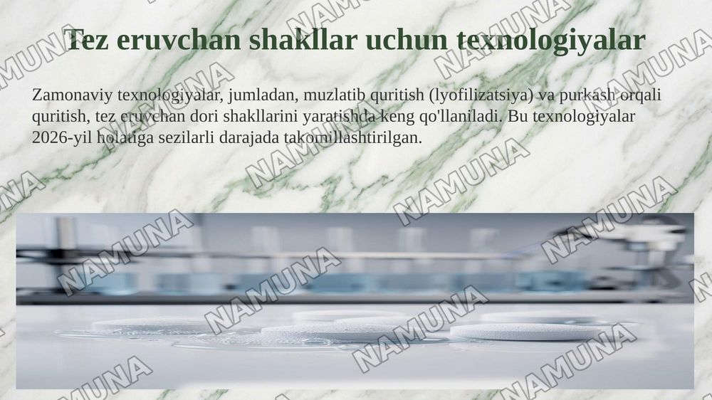 Modifikatsiyalangan peroral dori turlari.Tez eruvchan(parchalanuvchan)peroral dori turlari — 8-slayd