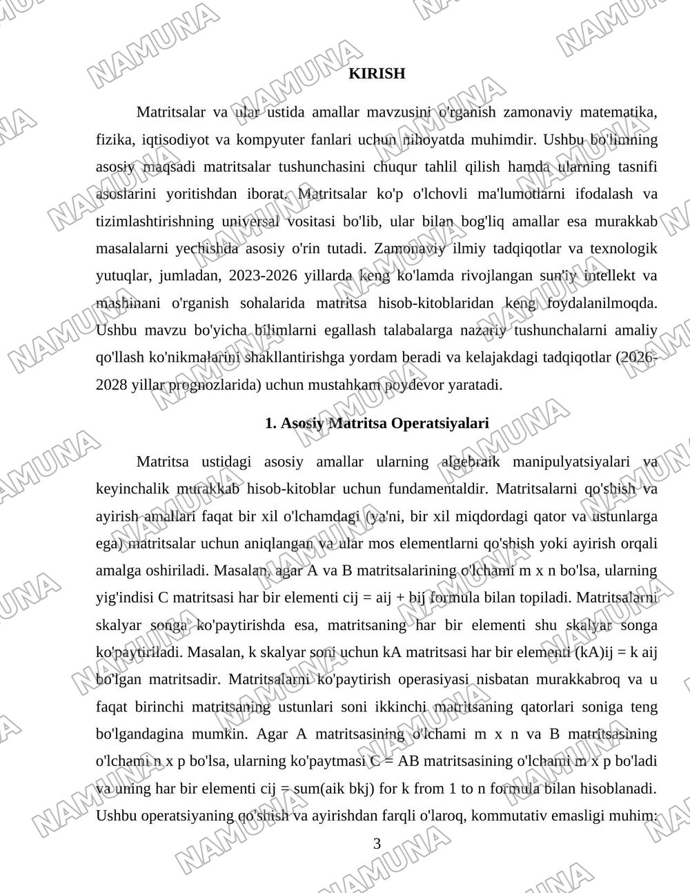 Matritsa va ular ustida amallar — 3-varaq