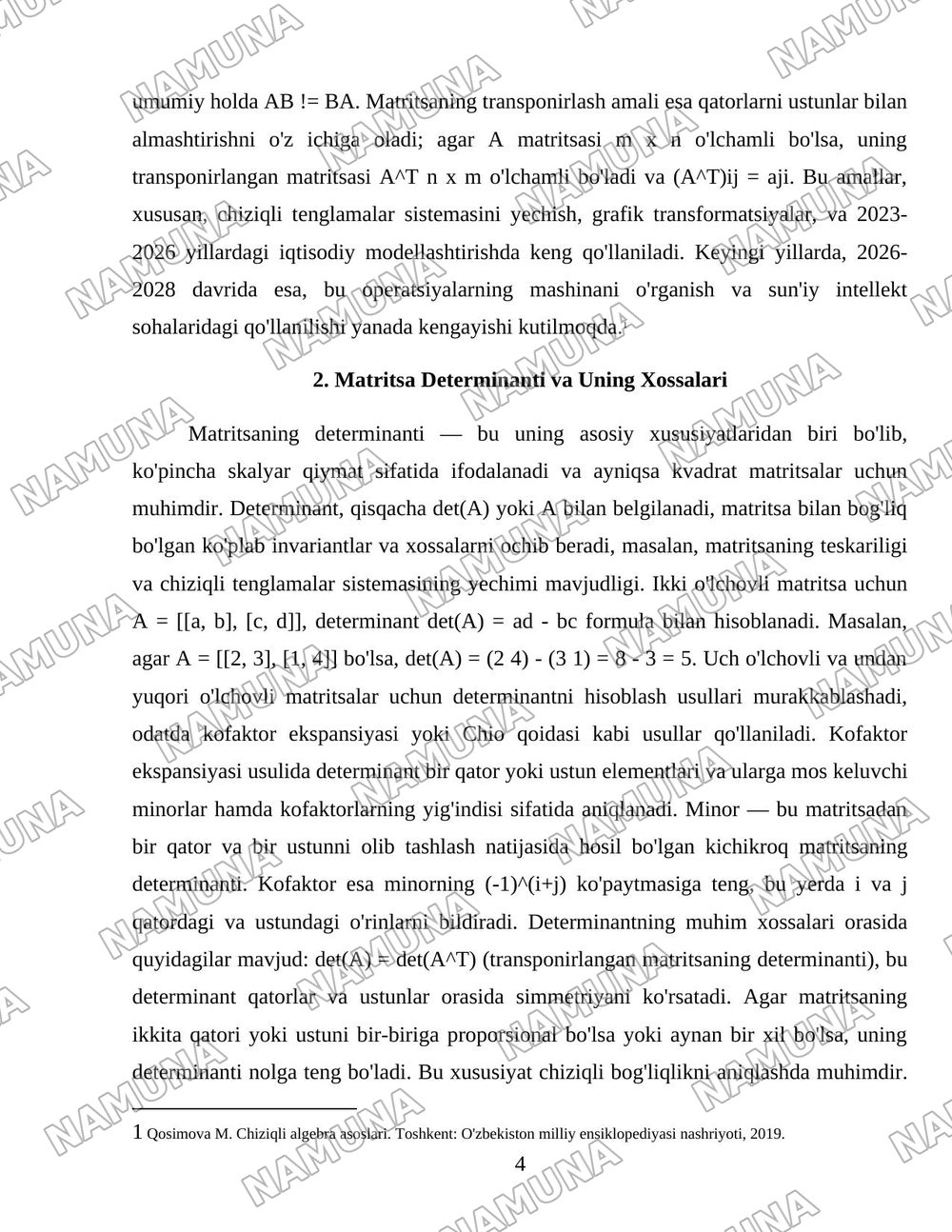 Matritsa va ular ustida amallar — 4-varaq