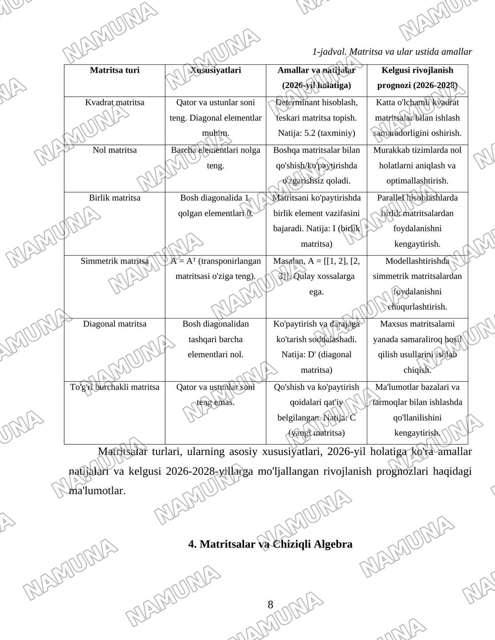 Matritsa va ular ustida amallar — 8-varaq