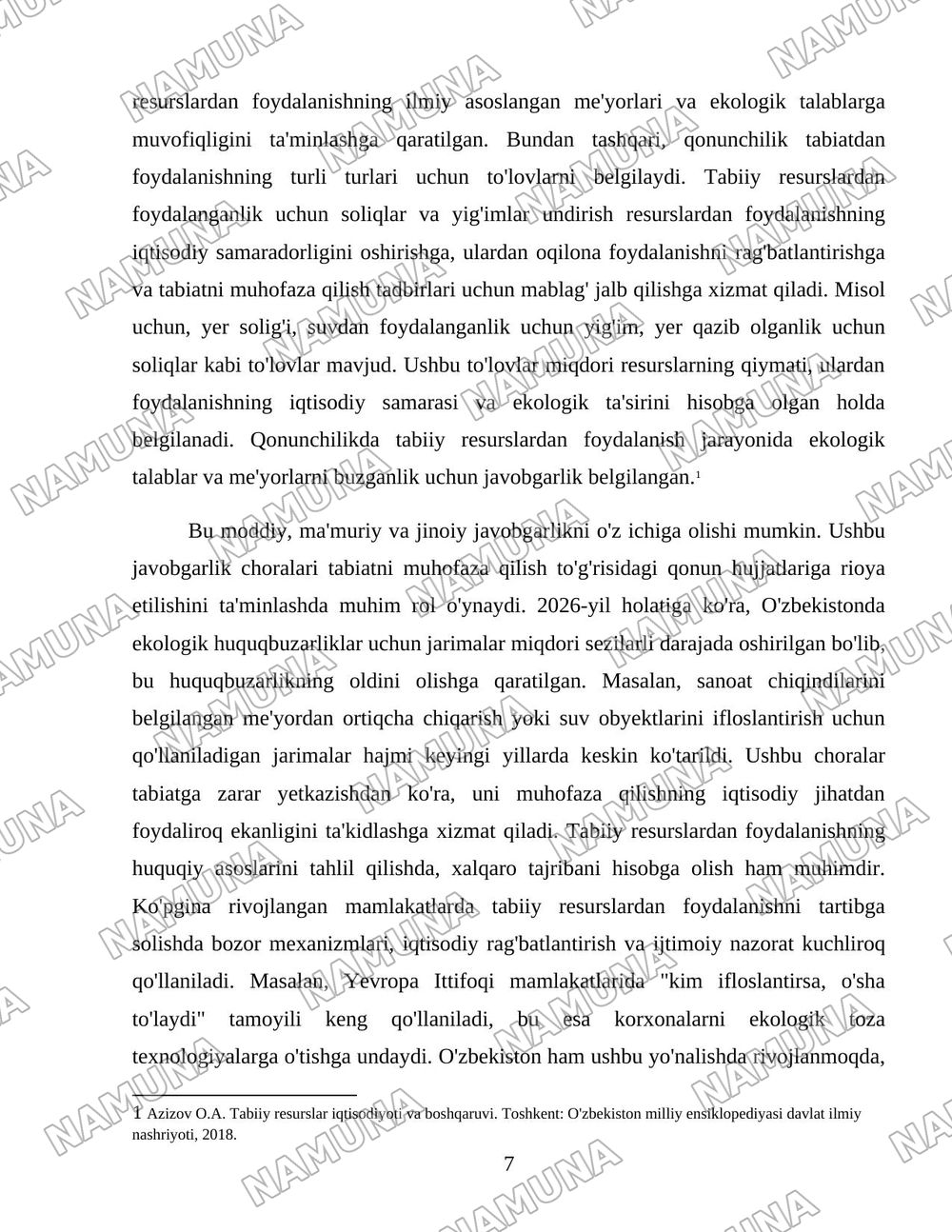 Davlatning tabiiy resurslardan foydalanish jarayonlarini tartibga solishi va ekologiya sohasidagi siyosati — 7-varaq