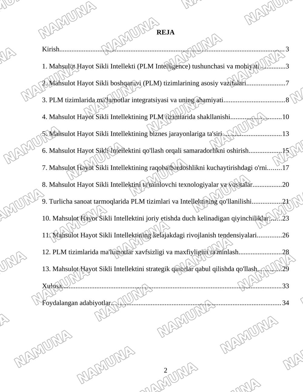 Product Lifecycle Intelligence konsepsiyasi vauning PLM tizimlaridagi ahamiyati — 2-varaq