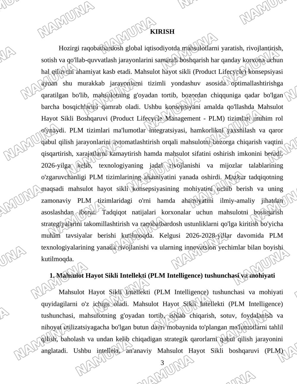 Product Lifecycle Intelligence konsepsiyasi vauning PLM tizimlaridagi ahamiyati — 3-varaq
