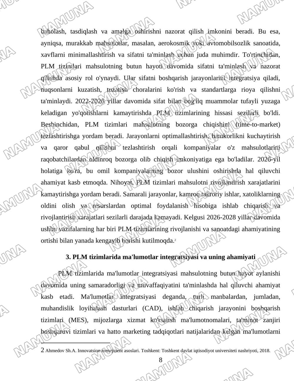 Product Lifecycle Intelligence konsepsiyasi vauning PLM tizimlaridagi ahamiyati — 8-varaq