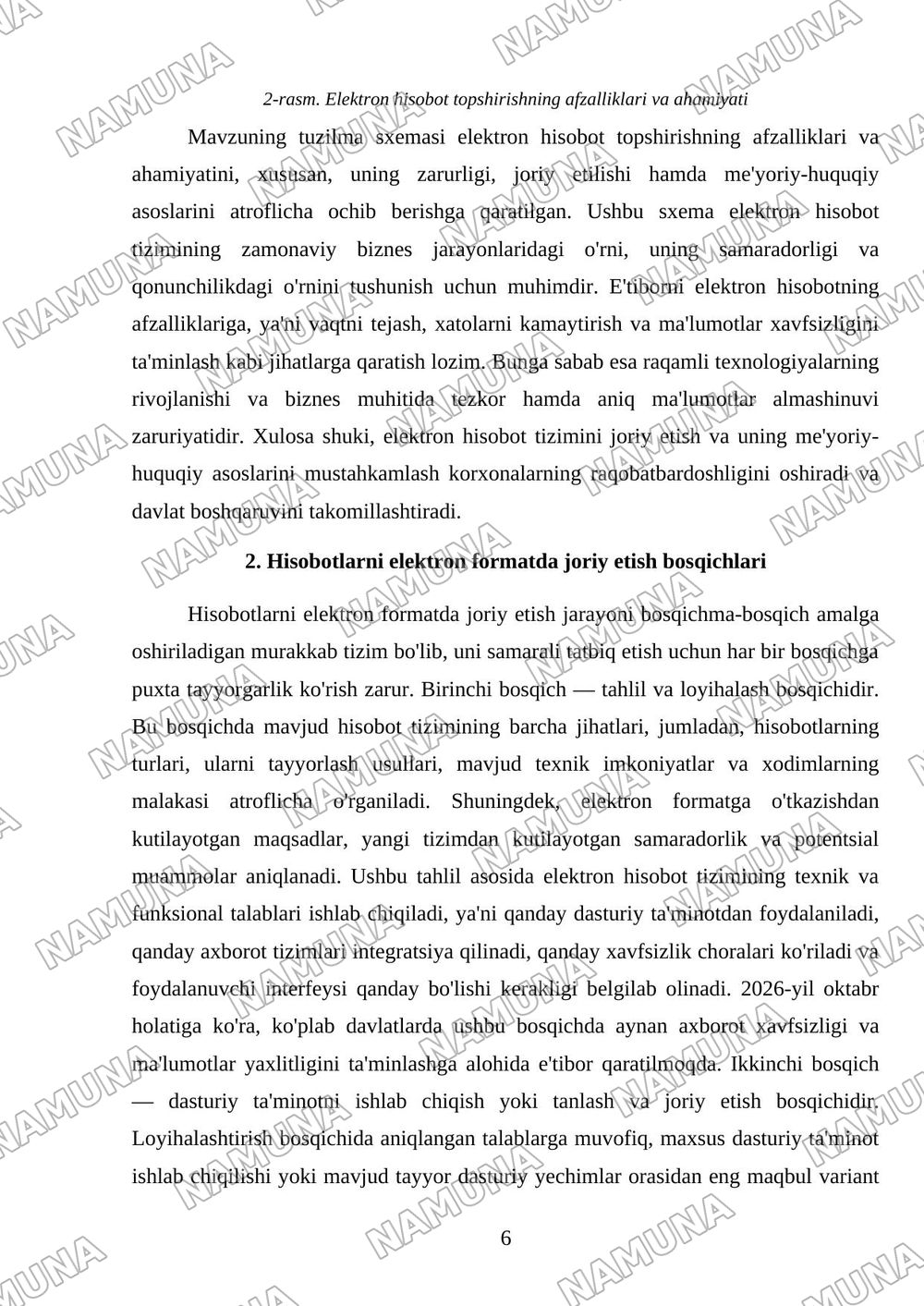 Hisobotlarni elektron korinishda topshirish zarurligi,joriy etilishi va meyoriy huquqlar asoslari — 6-varaq