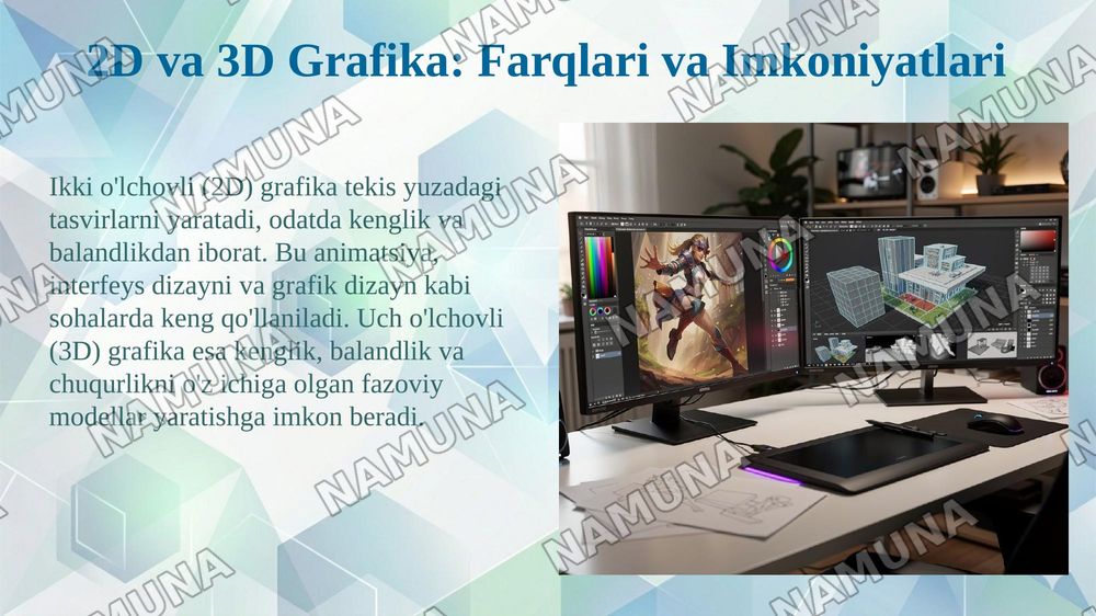Kompyuter grafikasining roli, qullanilish sohasi va asosiy tushunchalar — 5-slayd
