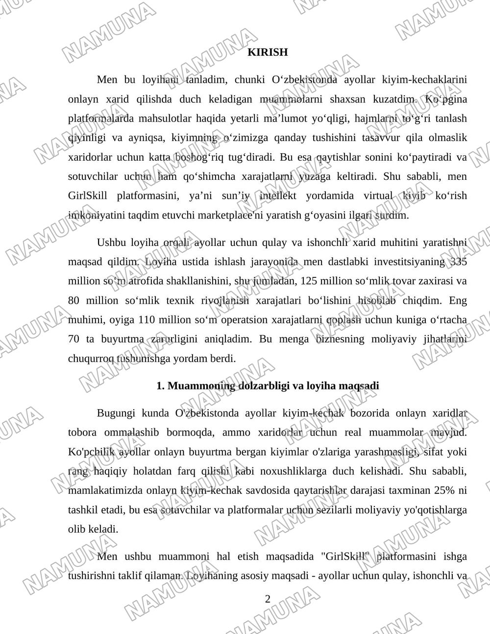 GirlSkill ayollar uchun kiyim tanlash platformasi — 2-varaq