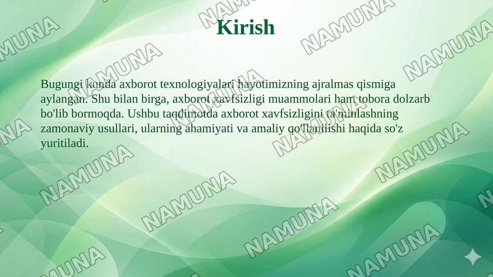Axborot xavfsizligini ta’minlash usullari — 3-slayd