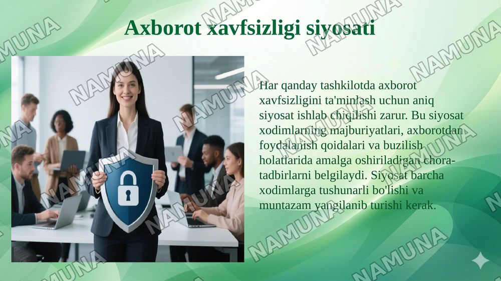 Axborot xavfsizligini ta’minlash usullari — 6-slayd