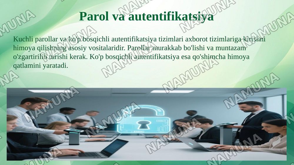 Axborot xavfsizligini ta’minlash usullari — 8-slayd