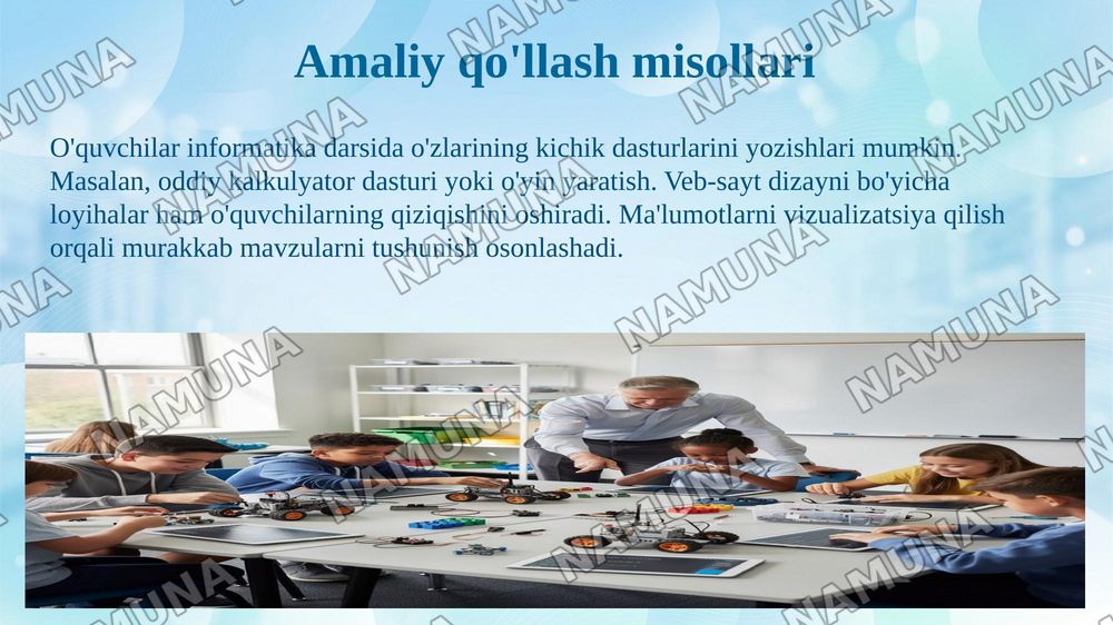 Faoliyatga yo‘naltirilgan yondashuv asosida informatika o‘qitish — 8-slayd