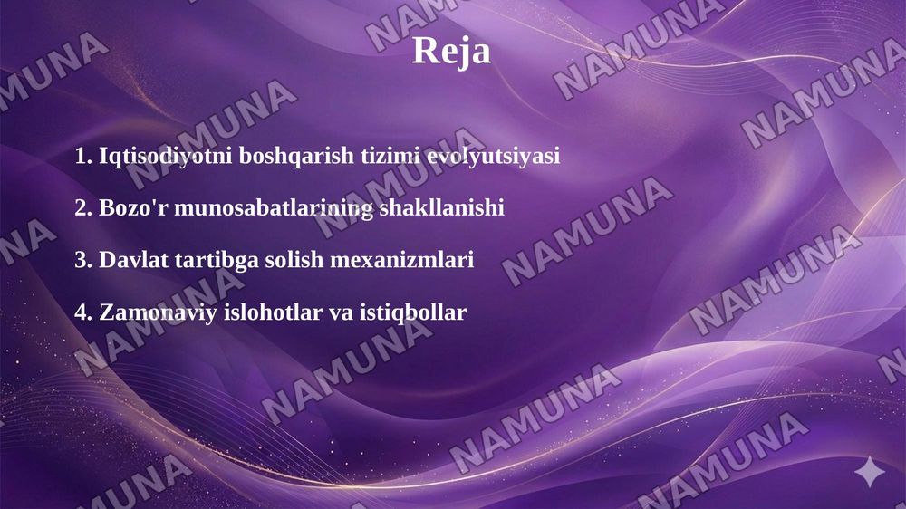 O‘zbekistonda iqtisodiyotni boshqarish va tartibga solish tizimining shakllanishi — 2-slayd