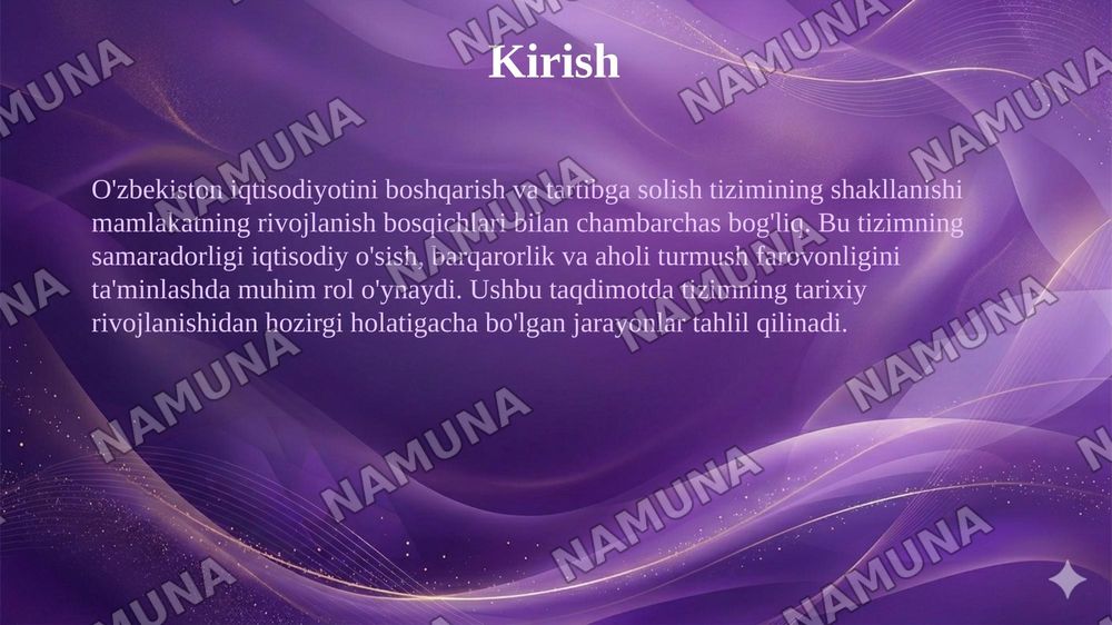 O‘zbekistonda iqtisodiyotni boshqarish va tartibga solish tizimining shakllanishi — 3-slayd