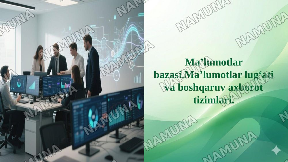 Maʼlumotlar bazasi.Maʼlumotlar lugʻati va boshqaruv axborot tizimlari. — 1-slayd