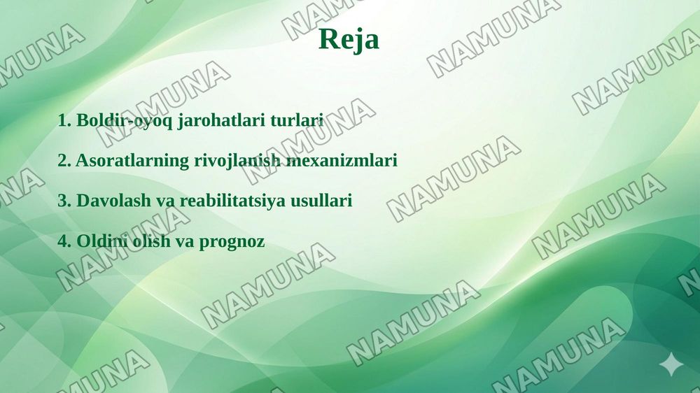 Boldir va oyoq panja suyaklari jarohatlaridan keyingi asoratlar — 2-slayd