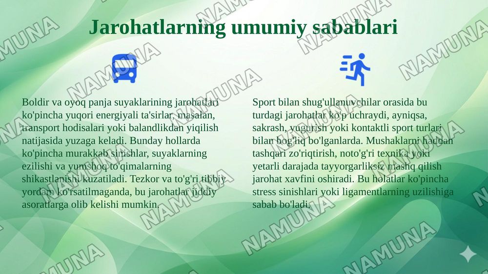 Boldir va oyoq panja suyaklari jarohatlaridan keyingi asoratlar — 4-slayd