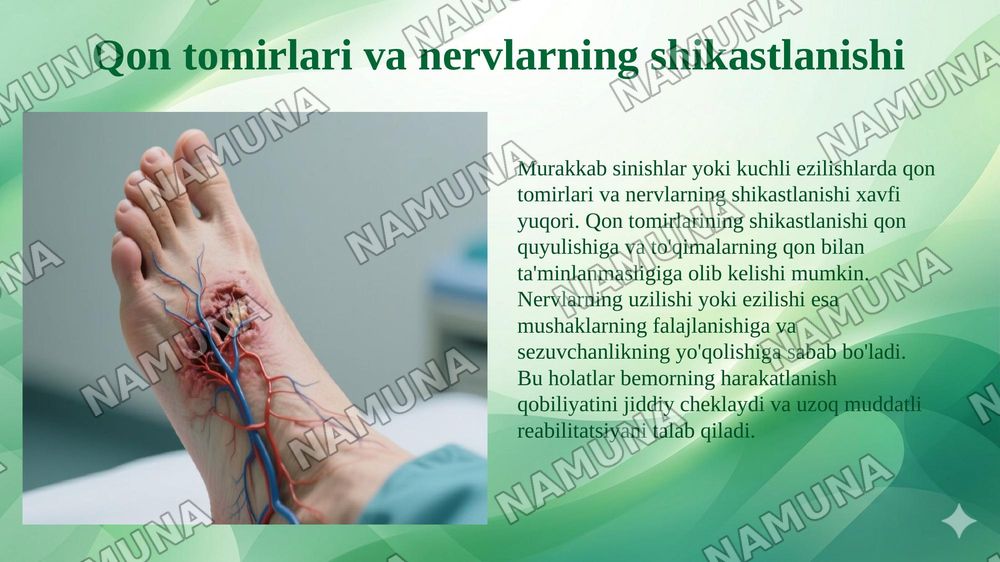 Boldir va oyoq panja suyaklari jarohatlaridan keyingi asoratlar — 6-slayd
