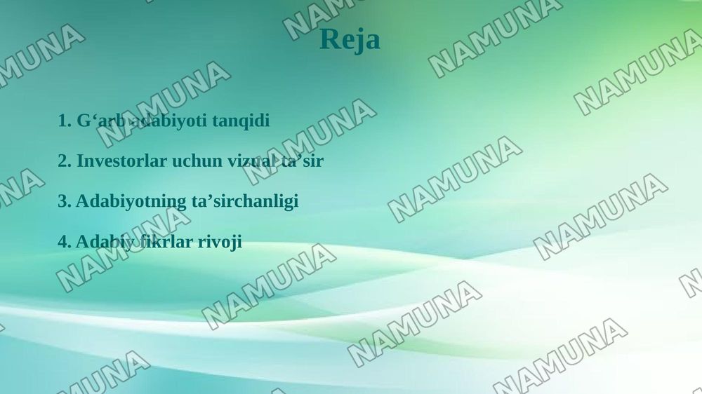 Gʻarb adabiyotida adabiy tanqidiy fikrlar — 2-slayd