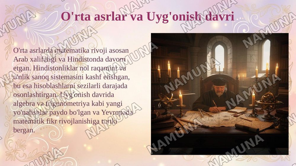 Matematika va o’qitish metodikasi predmeti va fan sifatida shakllanish tarixi — 5-slayd