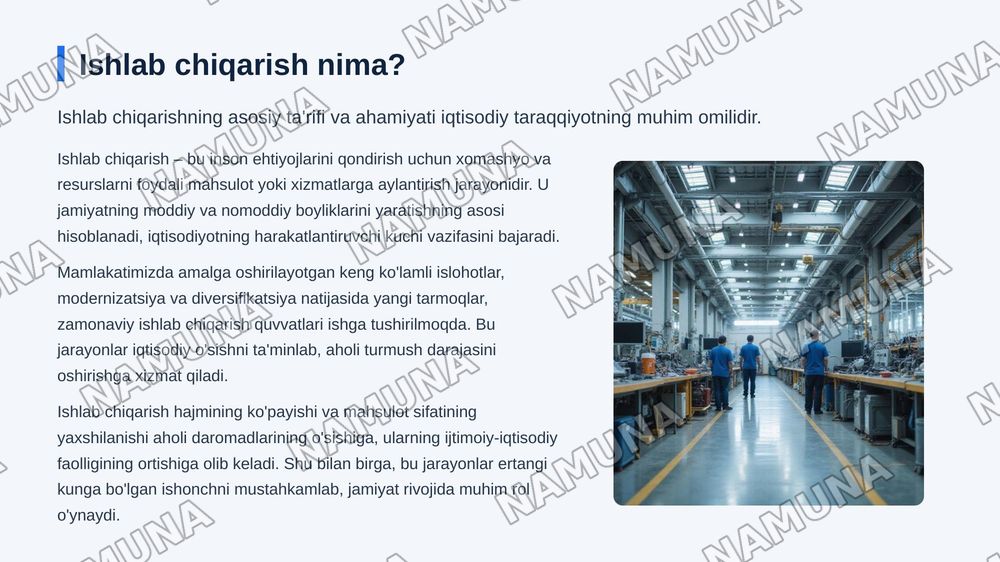 Ishlab chiqarish jarayoni va uning natijalari — 3-slayd