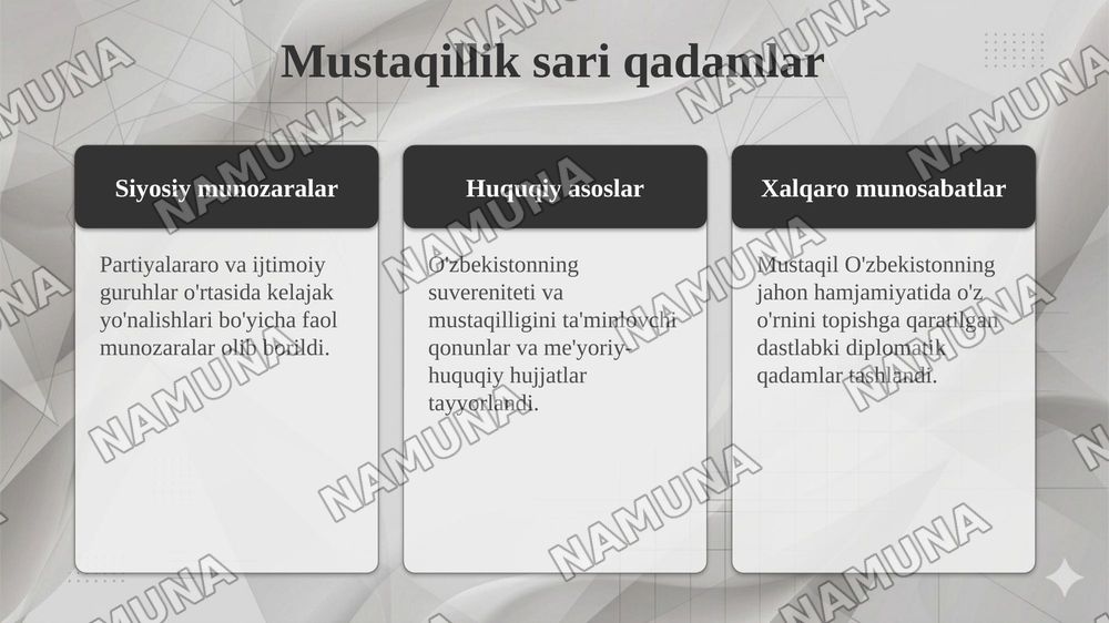 Mustaqillik ka erishish arafasida O'zbekistondagi ijtimoiy siyosiy jarayonlar — 6-slayd