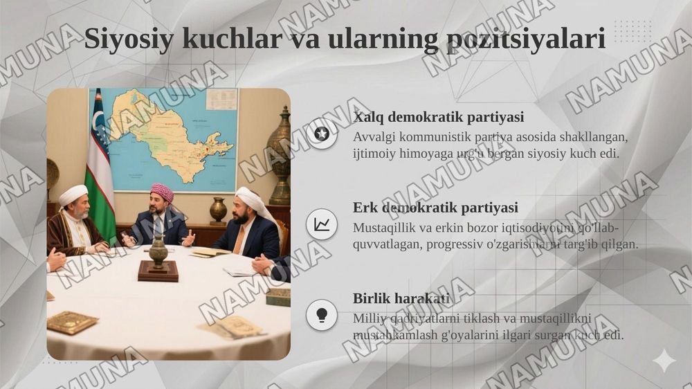 Mustaqillik ka erishish arafasida O'zbekistondagi ijtimoiy siyosiy jarayonlar — 7-slayd