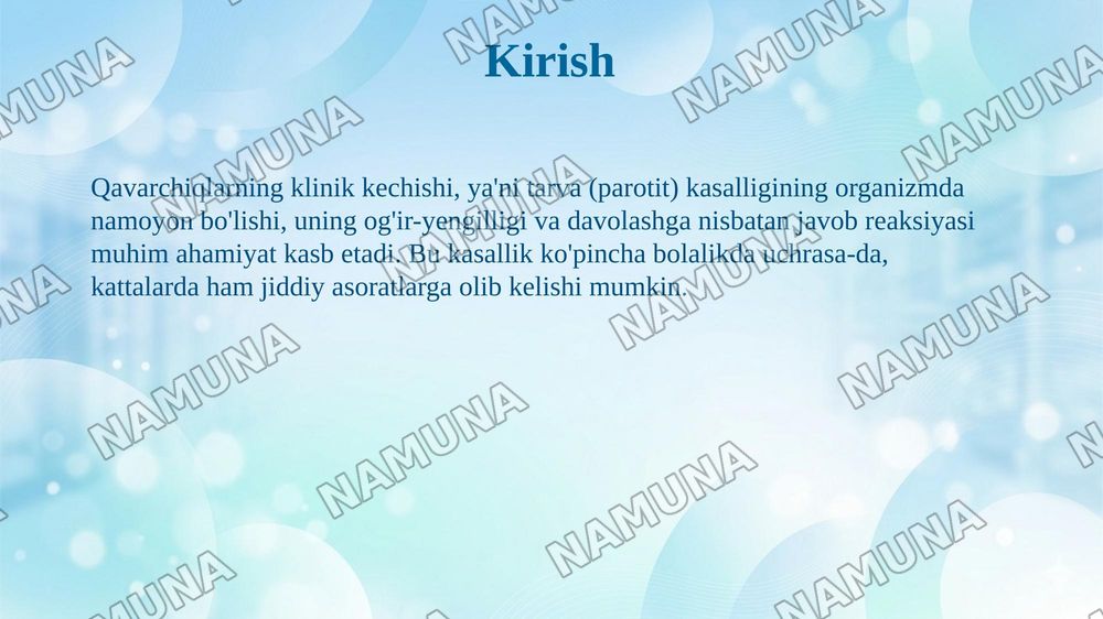 Qavarchiqlarni (Tarva)klinik kechish xususiyatlari — 3-slayd