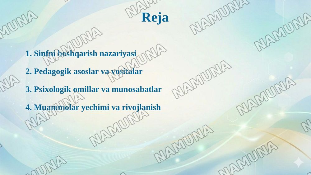 Mavzu: Sinf boshqarishding pedagogik va psixologik asoslari. — 2-slayd