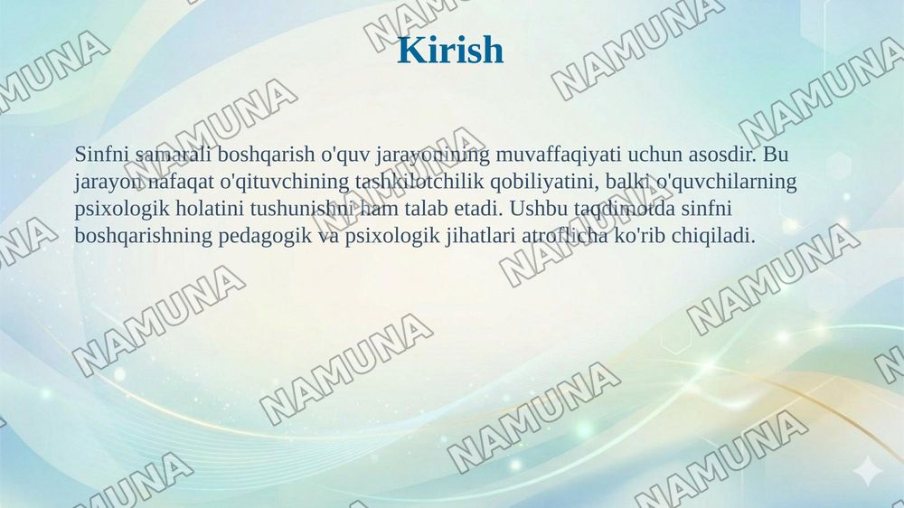 Mavzu: Sinf boshqarishding pedagogik va psixologik asoslari. — 3-slayd