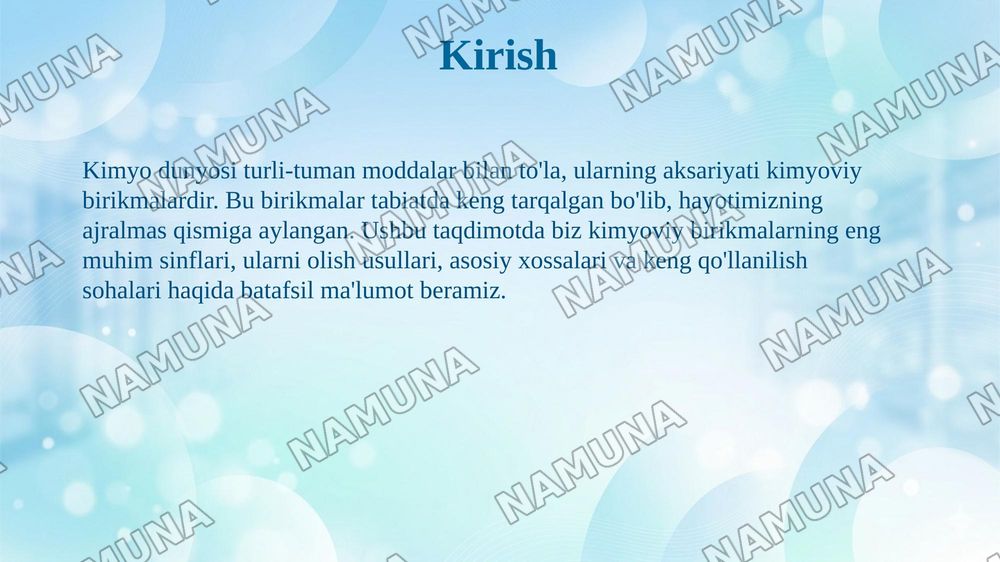 Kimyoviy birikmalarning eng muhim sinflari. Olinishi, xossalari,
ishlatilishi. — 3-slayd