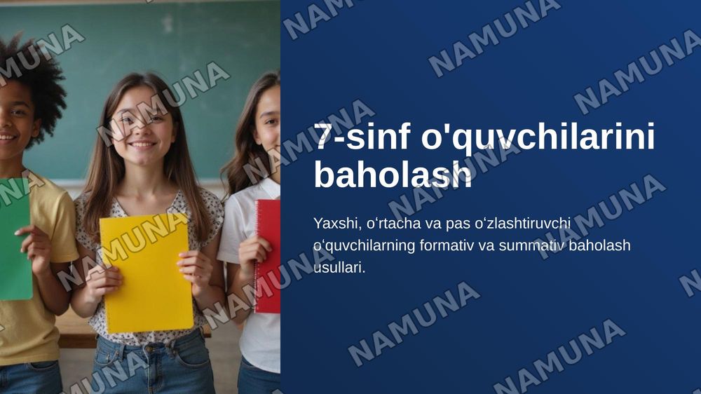 7-sinf yaxshi,oʻrtacha va pas oʻquvchi formati va summativ baholash — 1-slayd