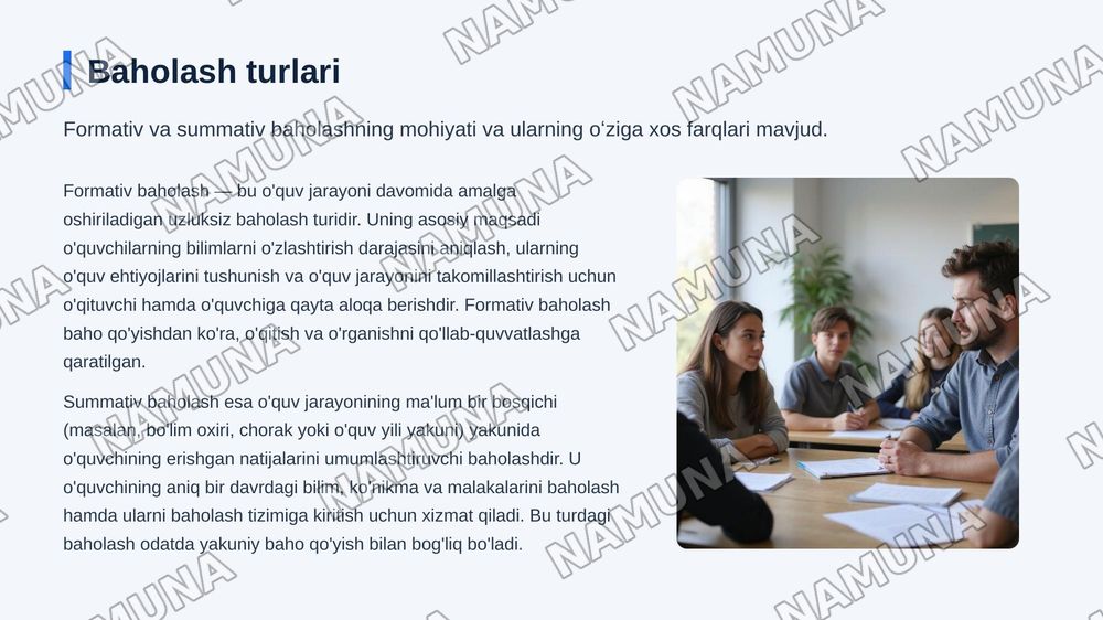 7-sinf yaxshi,oʻrtacha va pas oʻquvchi formati va summativ baholash — 3-slayd