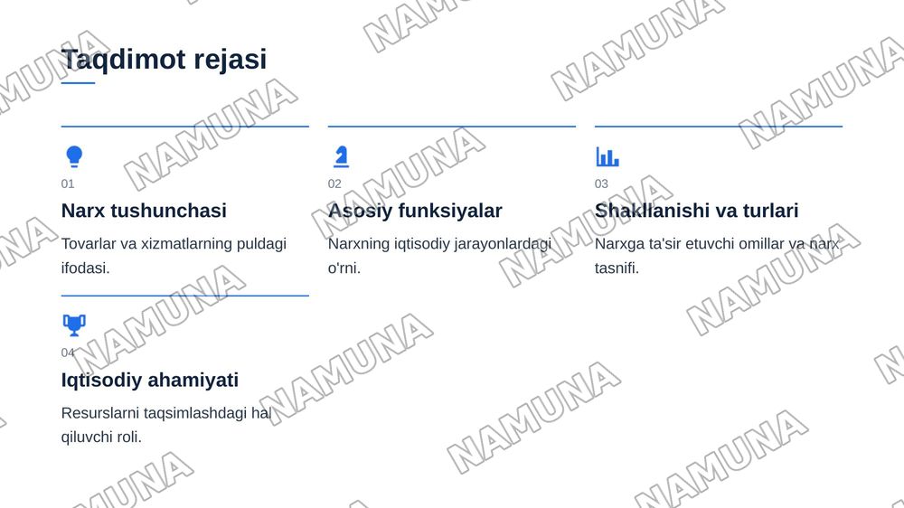 Narxning mohiyati va asosiy vazifalari — 2-slayd