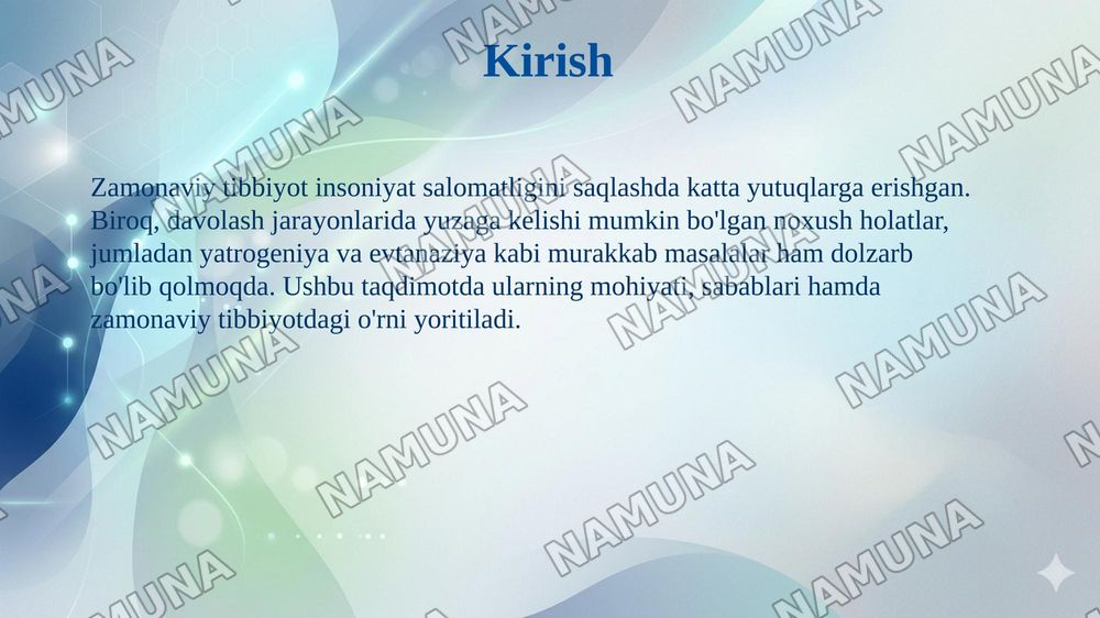 Hozirgi zamon tibbiyotida yatrogeniya muammolari. Evtanaziya muamolari — 3-slayd