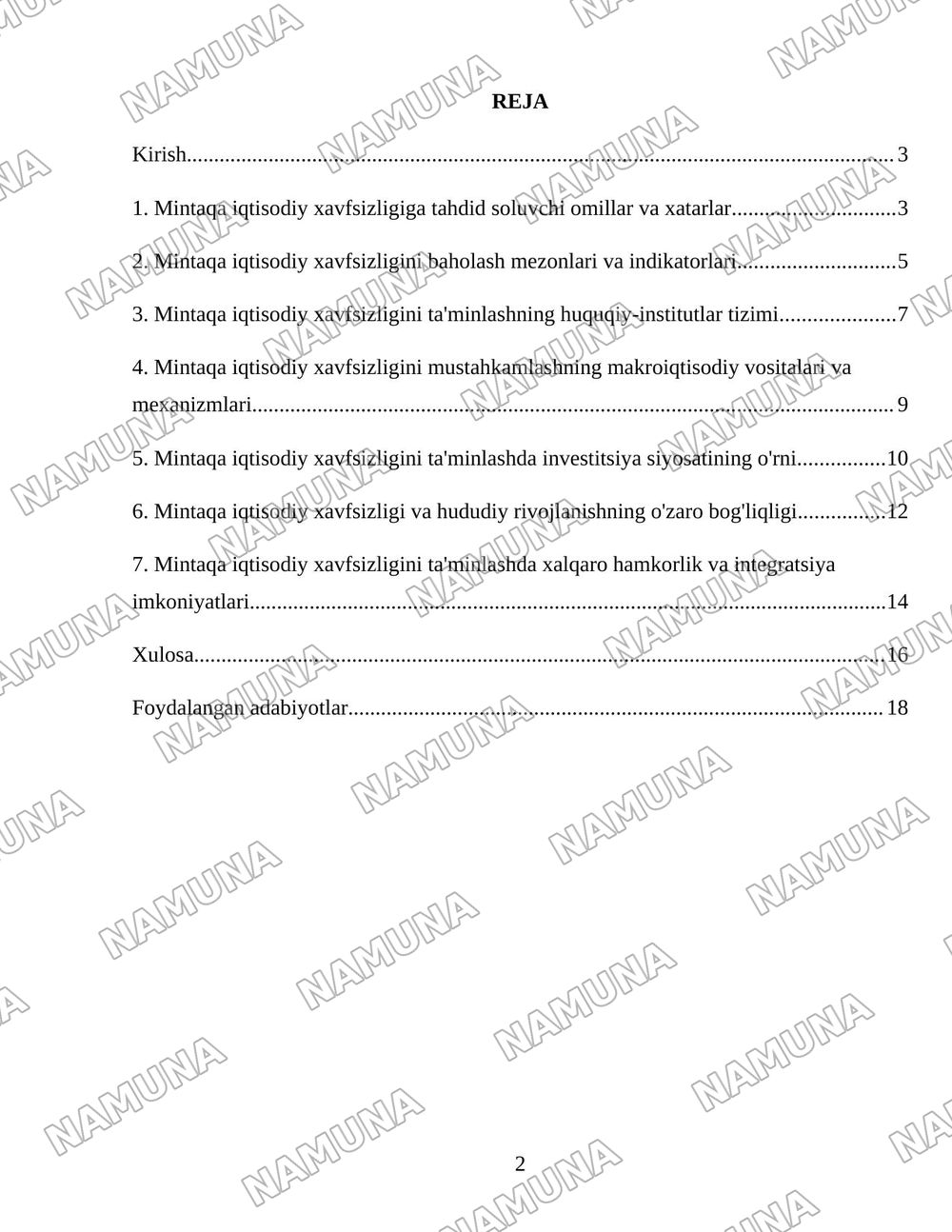 Mintaqa iqtisodiyoti xavfsizligini ta’minlash — 2-varaq
