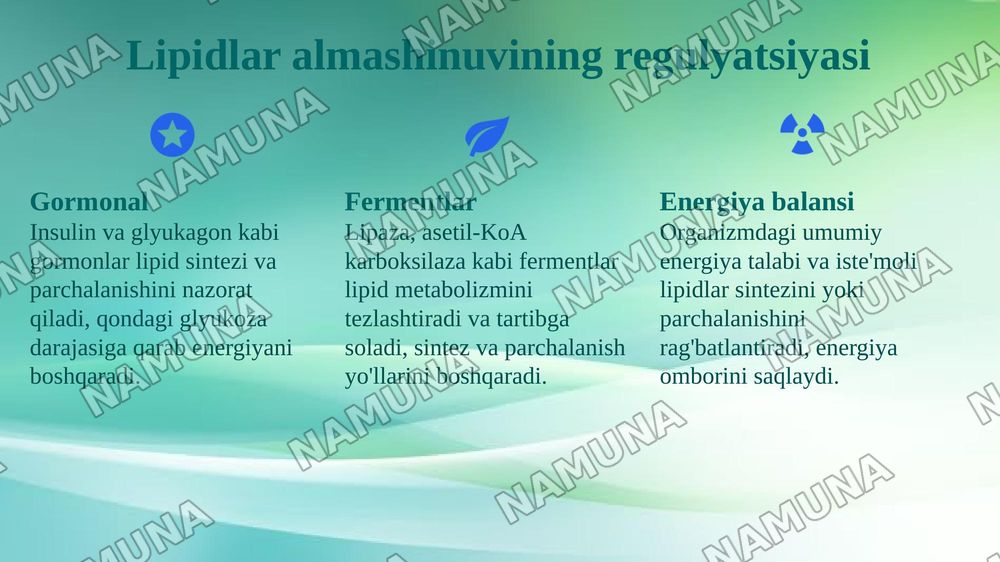Murakkab lipidlar almashinuvi,sintezi va parchalanishi — 8-slayd