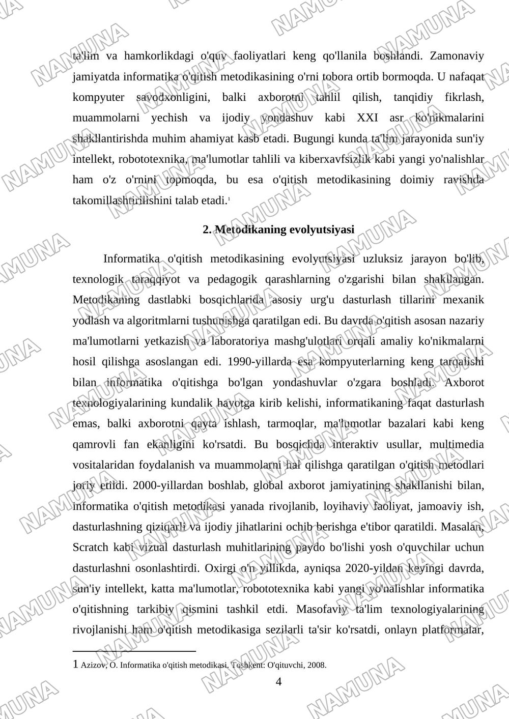 Informatika o'qitish metodikasining rivojlanish bosqichlari va zamonaviy jamiyatdagi o'rni — 4-varaq