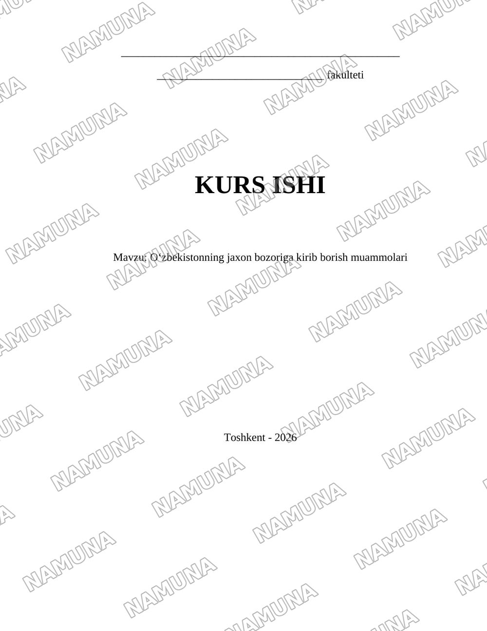 Oʻzbekistonning jaxon bozoriga kirib borish muammolari — 1-varaq