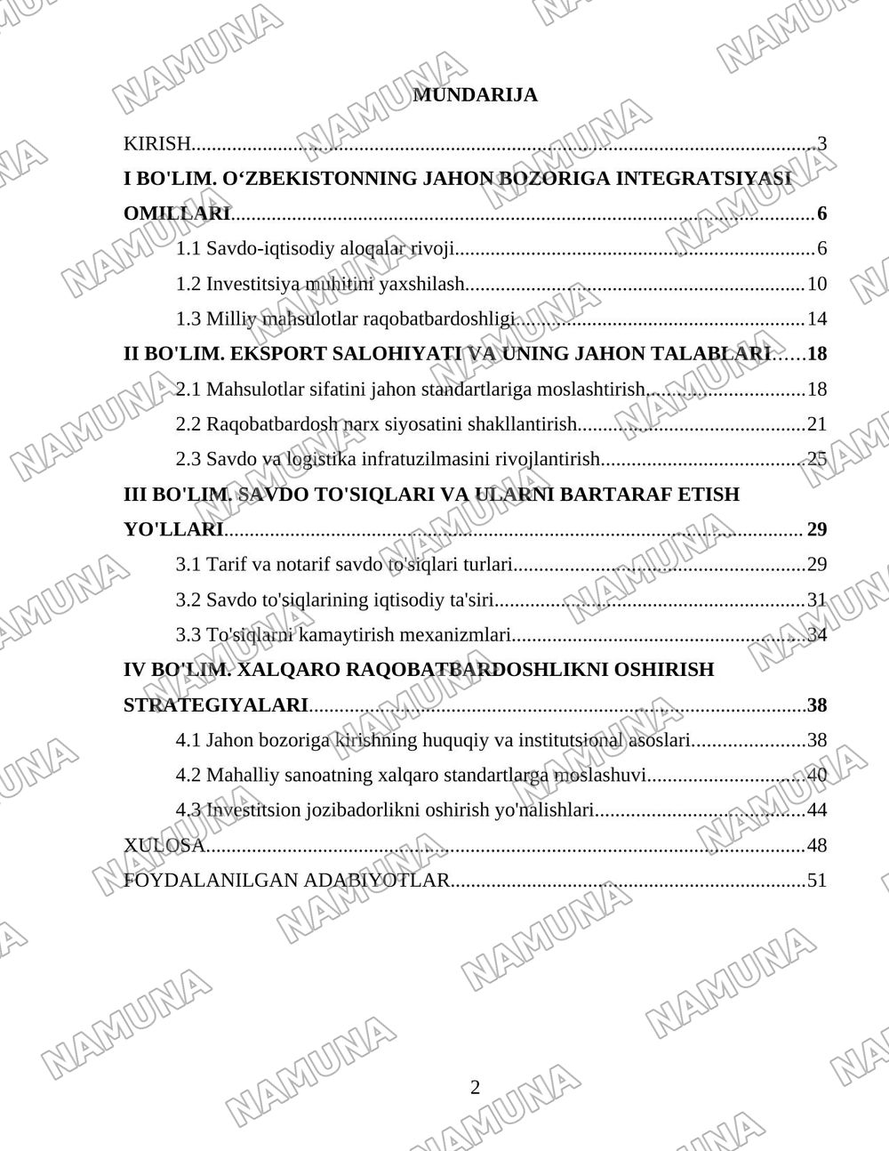 Oʻzbekistonning jaxon bozoriga kirib borish muammolari — 2-varaq