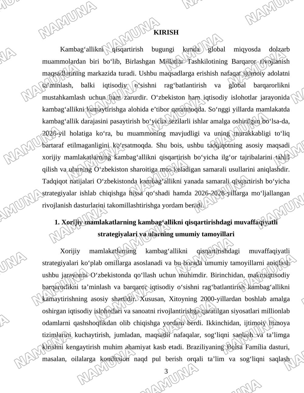 Xorijiy mamlakatlarning kambagʻallikni qisqartirish boʻyicha tajribalarini Oʻzbekistonda qoʻllash yoʻllari — 3-varaq